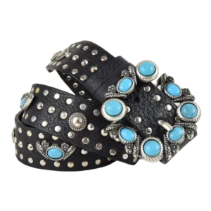 Cintura marghe in cuoio nero