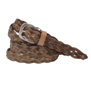 Cintura treccia in cuoio cutra