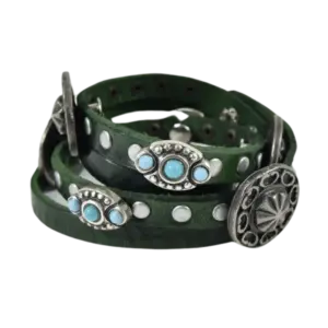 Bracciale Algi doppiogiro in cuoio e borchiato