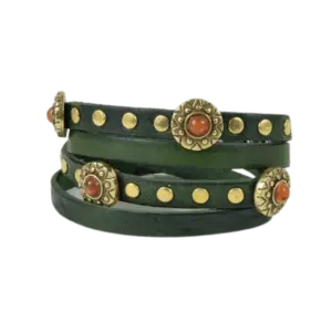 Bracciale Bero in cuoio e borchiato
