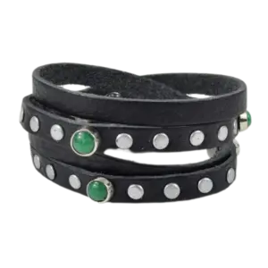 Bracciale Sagarra in cuoio e borchiato