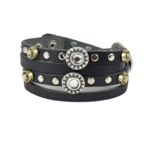 Bracciale Licia in cuoio e borchiato con strass