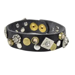 Bracciale Lisa in cuoio e borchiato con strass
