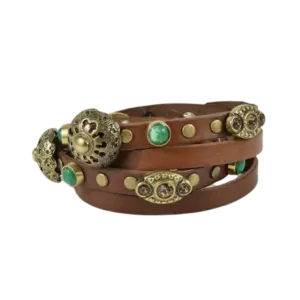 Bracciale Terra in cuoio e borchiato con strass