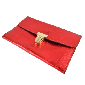 Bustina in pelle laminata rossa