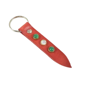 Portachiavi abete in cuoio rosso e borchie