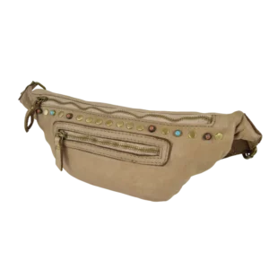 Marsupio borchiato in pelle giada